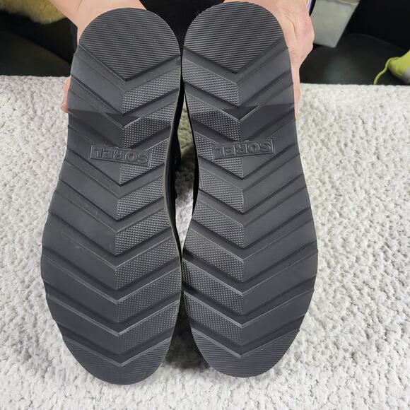 NEW Sorel Women's Hi-Line Lace waterproof Boots Black Jet leather - Size US 9 - Picture 5 of 6